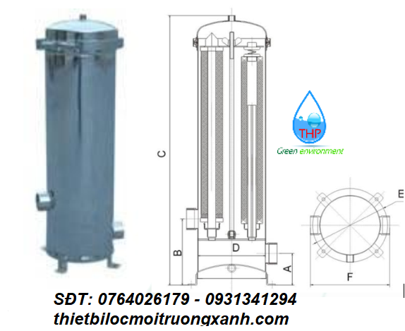 bình lọc lõi inox chụi nhiệt 300°C